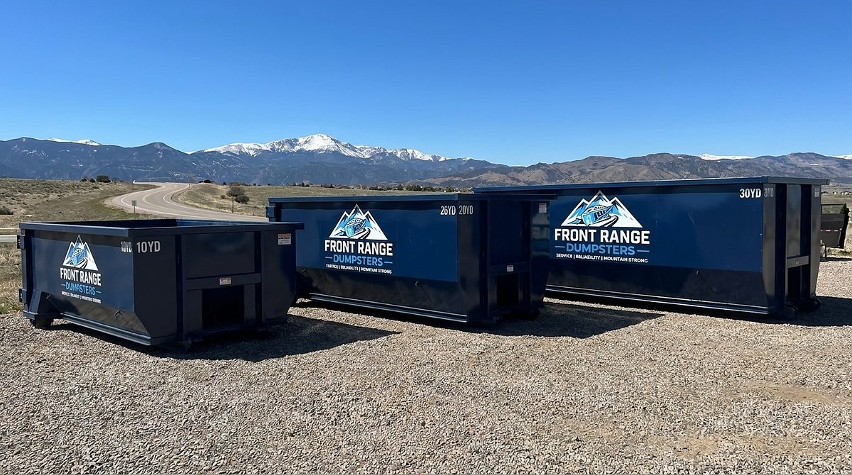A Front Range Dumpsters 20-yard roll-off container